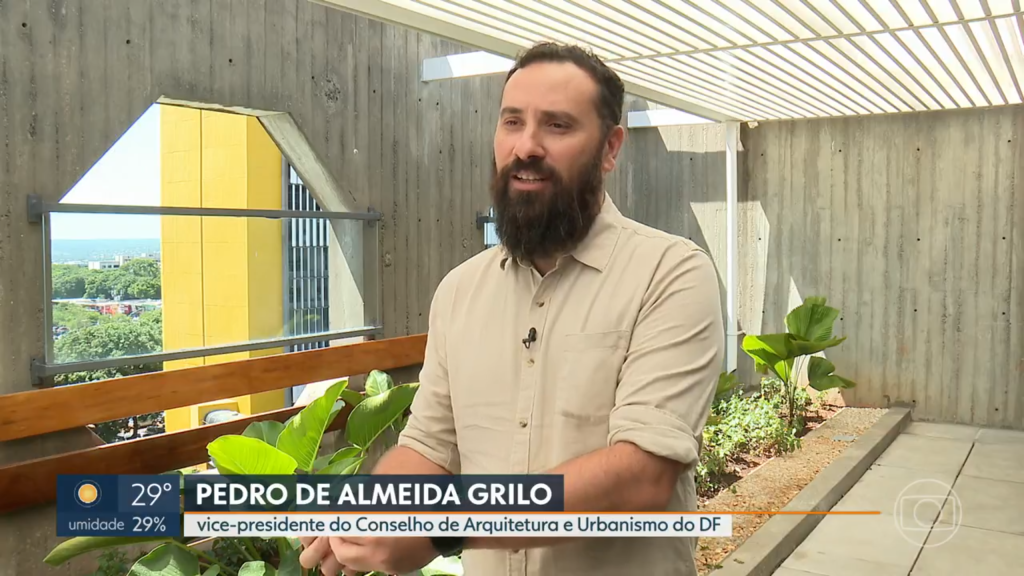 Pedro Grilo, vice-presidente do Conselho de Arquitetura e Urbanismo do Distrito Federal em entrevista ao DF1 (Captura de tela – crédito: TV Globo)