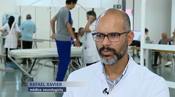 Dr. Rafael Xavier, médico neurologista do SARAH Belo Horizonte em entrevista a Record TV (Captura de tela – crédito: Record TV) Dr. Rafael Xavier, médico neurologista do SARAH Belo Horizonte em entrevista a Record TV (Captura de tela – crédito: Record TV)